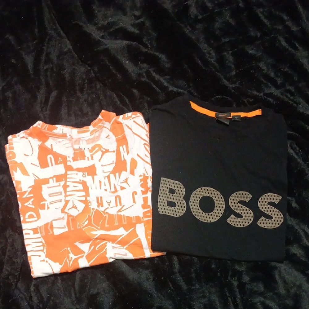 Boss Short-Sleeve Tee Set with Black Jordan Orange Graphic Tee